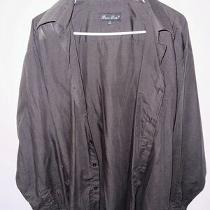 Bruno Conte Mens Dress Shirt 17 34/35 Gray Long Sleeve Button Down Formal